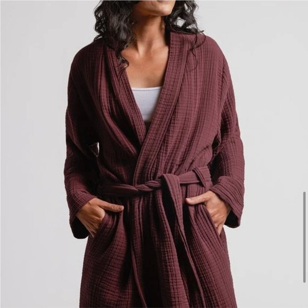 Parachute Cloud Cotton Robe W/Tie Belt Maroon